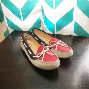 LANDS END Suede Leather Tri-Color Moccasin Size 7
